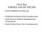 Tarım İlaçlarında Formülasyon Tipleri Tarım İlaçlarında Formülasyon Tipleri