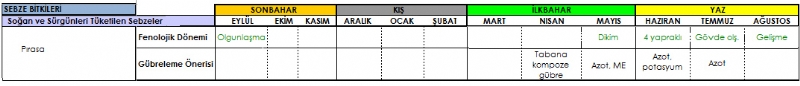 Pırasa Gübreleme Programı